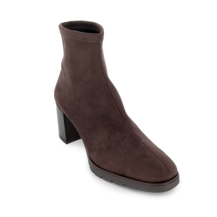 Botin licra ante elastico slip-in tacon recto mujer marron 2