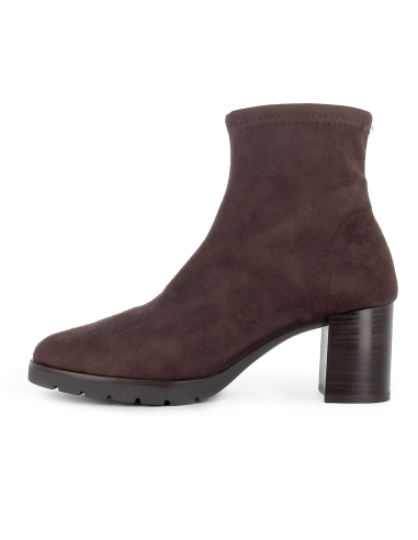 Botin licra ante elastico slip-in tacon recto mujer marron
