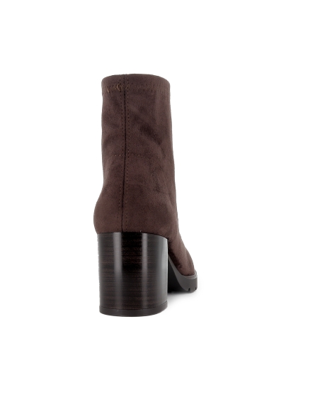 Botin licra ante elastico slip-in tacon recto mujer marron