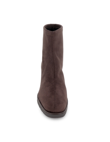 Botin licra ante elastico slip-in tacon recto mujer marron