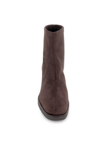 Botin licra ante elastico slip-in tacon recto mujer marron