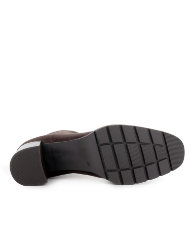 Botin licra ante elastico slip-in tacon recto mujer marron