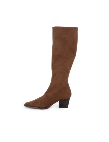 Bota alta tejana ante elastico tacon cubano mujer marron