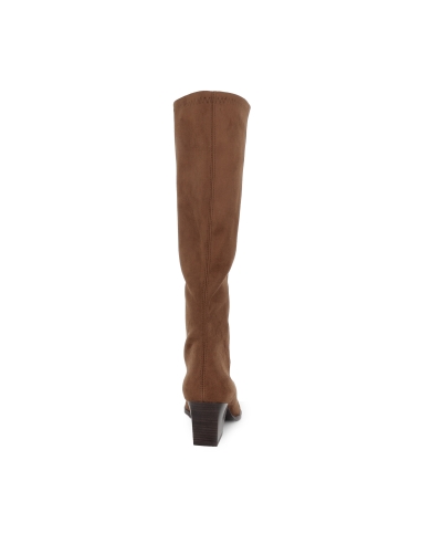 Bota alta tejana ante elastico tacon cubano mujer marron