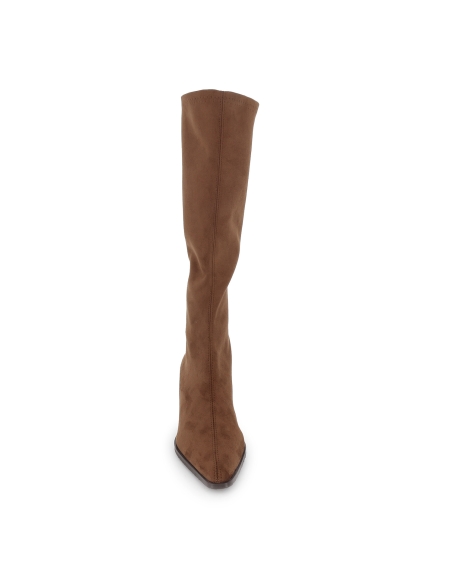 Bota alta tejana ante elastico tacon cubano mujer marron