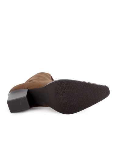 Bota alta tejana ante elastico tacon cubano mujer marron