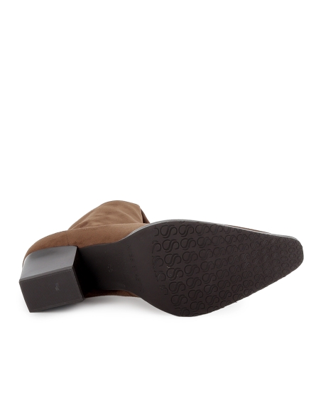 Bota alta tejana ante elastico tacon cubano mujer marron