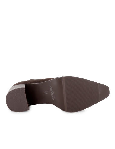 Bota alta antelina tacon recto cremallera mujer moka