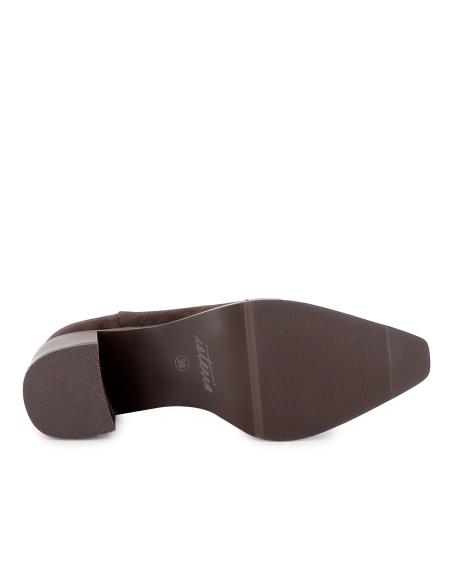 Bota alta antelina tacon recto cremallera mujer moka