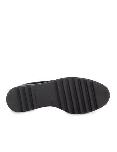 Bota alta licra cremallera planta acolchada cuña mujer negra