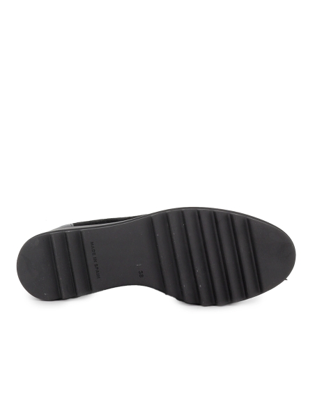 Bota alta licra cremallera planta acolchada cuña mujer negra