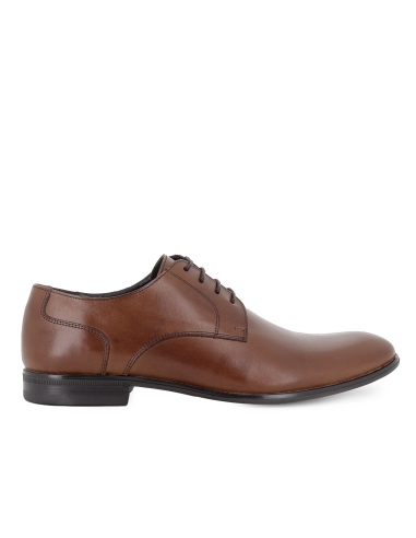Zapato cordones piel vestir elegante hombre marron