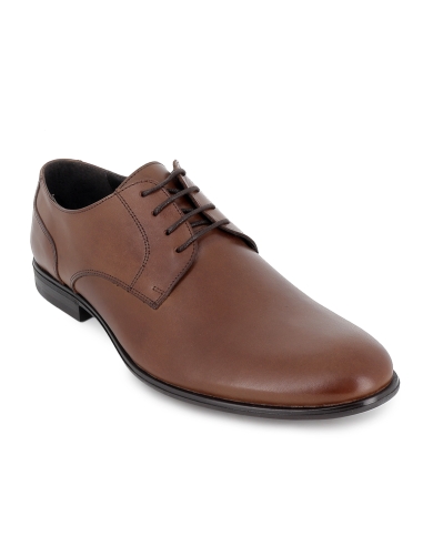 Zapato cordones piel vestir elegante hombre marron