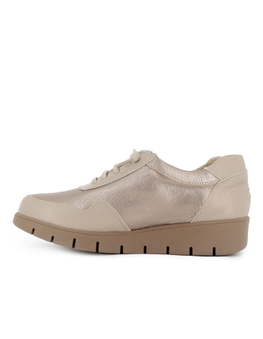 Deportiva piel cordon elastico planta extraible mujer cuña beige