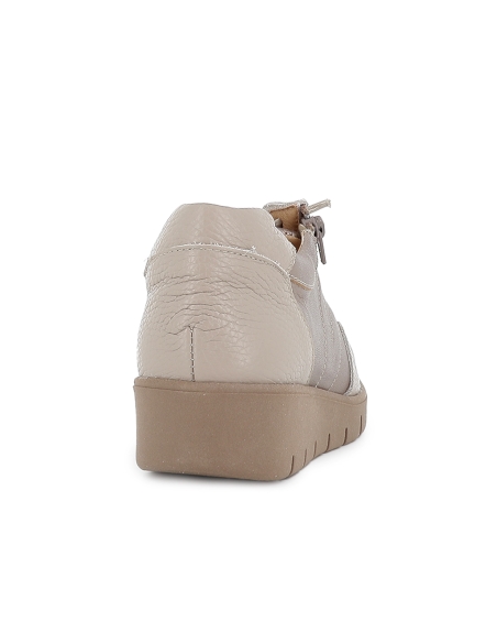 Deportiva piel cordon elastico planta extraible mujer cuña beige