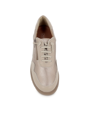 Deportiva piel cordon elastico planta extraible mujer cuña beige