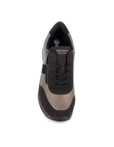 Deportiva piel cuña media cremallera mujer dorado y leopardo