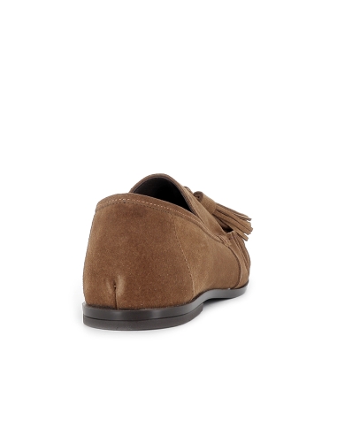 Mocasin piel ante suela flexible detalle borla mujer camel