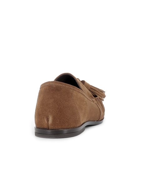 Mocasin piel ante suela flexible detalle borla mujer camel