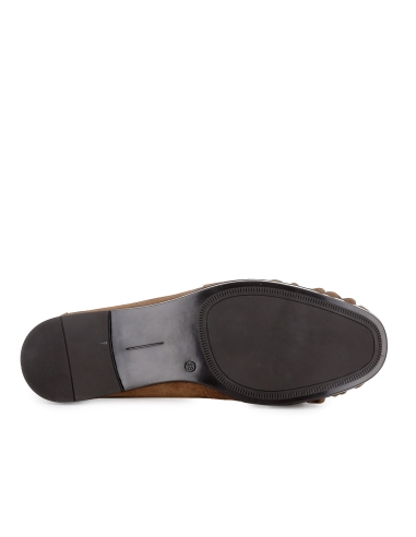 Mocasin piel ante suela flexible detalle borla mujer camel