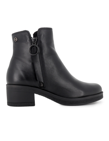 Botin piel suela cremallera lateral tacon medio mujer negro