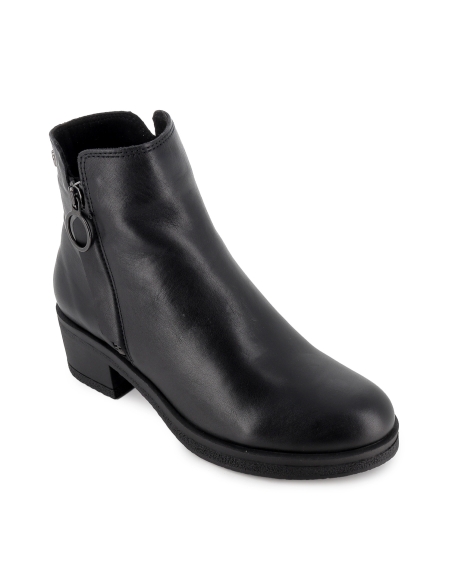 Botin piel suela cremallera lateral tacon medio mujer negro