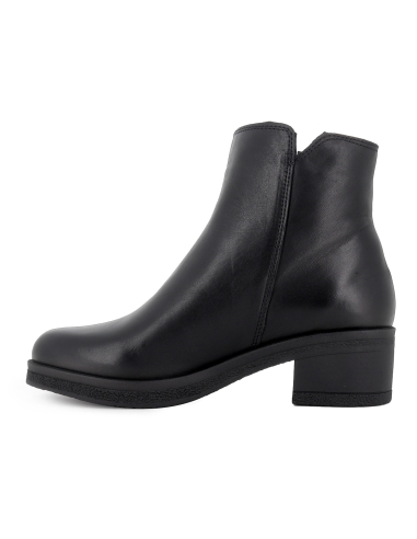 Botin piel suela cremallera lateral tacon medio mujer negro