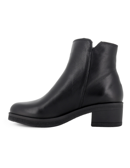 Botin piel suela cremallera lateral tacon medio mujer negro