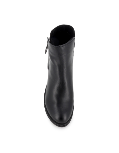 Botin piel suela cremallera lateral tacon medio mujer negro