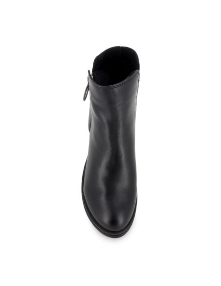 Botin piel suela cremallera lateral tacon medio mujer negro