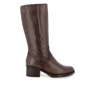 Bota alta piel cremallera y plantilla acolchada tacon mujer gris