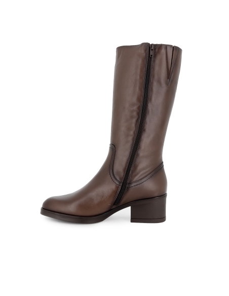 Bota alta piel cremallera y plantilla acolchada tacon mujer gris