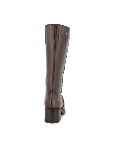 Bota alta piel cremallera y plantilla acolchada tacon mujer gris