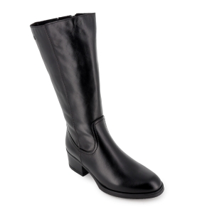 Bota alta piel cremallera y plantilla acolchada tacon mujer negra 2