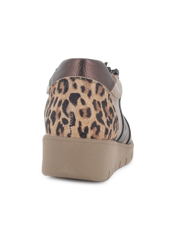 Deportiva piel cordon elastico planta extraible mujer cuña marron