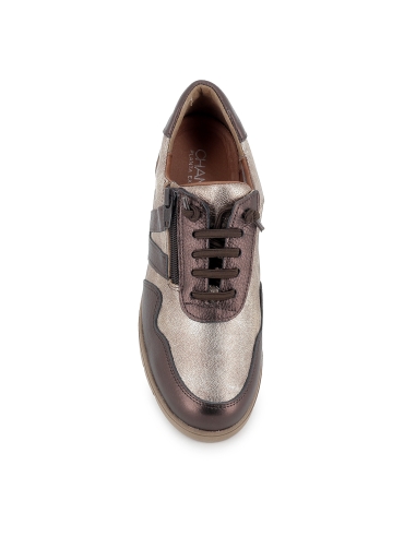 Deportiva piel cordon elastico planta extraible mujer cuña marron