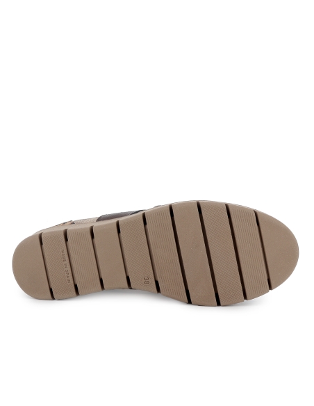 Deportiva piel cordon elastico planta extraible mujer cuña marron