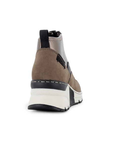 Botin cuña media licra y piel comodo mujer marron