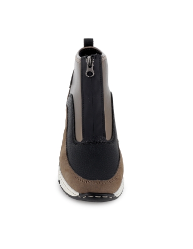 Botin cuña media licra y piel comodo mujer marron