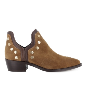 Botines abiertos piel diseño tachas con tacon 4 cm mujer cuero