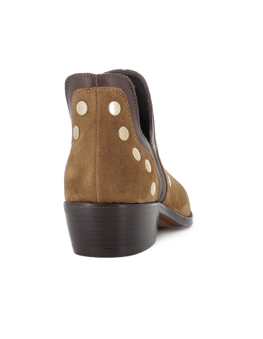 Botines abiertos piel diseño tachas con tacon 4 cm mujer cuero