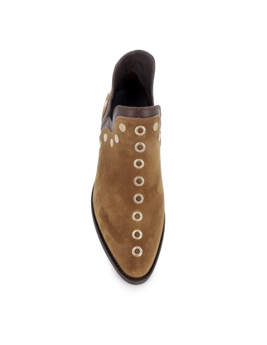 Botines abiertos piel diseño tachas con tacon 4 cm mujer cuero