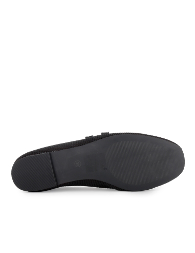 Zapato 2 correas textil vestir horma redonda plano mujer negro