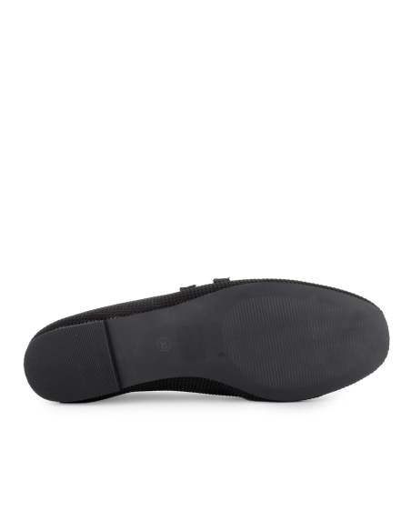 Zapato 2 correas textil vestir horma redonda plano mujer negro
