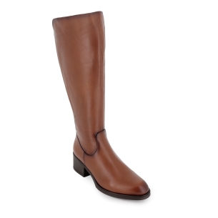 Bota alta piel cremallera y elastico tacon bajo mujer cuero 2