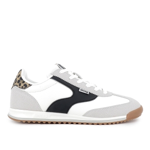 Deportiva piel serraje combi con cordones plano mujer blanco