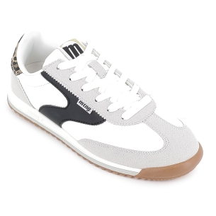 Deportiva piel serraje combi con cordones plano mujer blanco 2