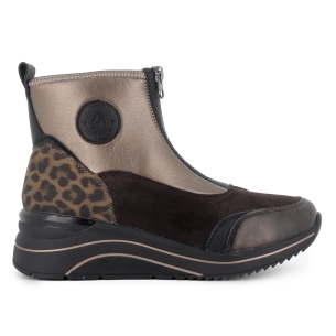 Botin piel elastica vegana cremallera cuña mujer dorado