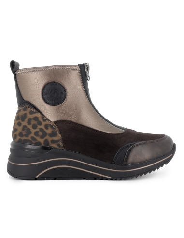 Botin piel elastica vegana cremallera cuña mujer dorado