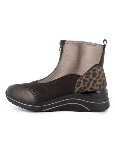 Botin piel elastica vegana cremallera cuña mujer dorado